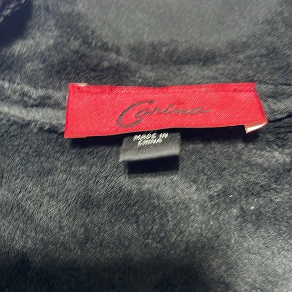 Carina - black on black faux suede with velvet brocade fitted jacket  - M - Picture 6 of 9